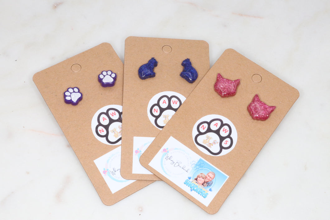 Hearts & Paws Collection Resin & Hypo Allergenic Stainless Steel Post Earrings for the Pet Lover