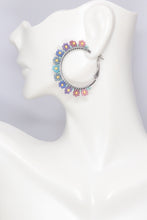 Load image into Gallery viewer, Stainless Steel Flower Beaded Silver Hoops
