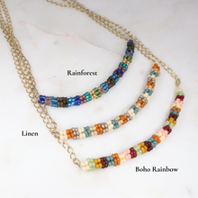 Load image into Gallery viewer, Seed Bead Bar Necklace on Gold Chain

