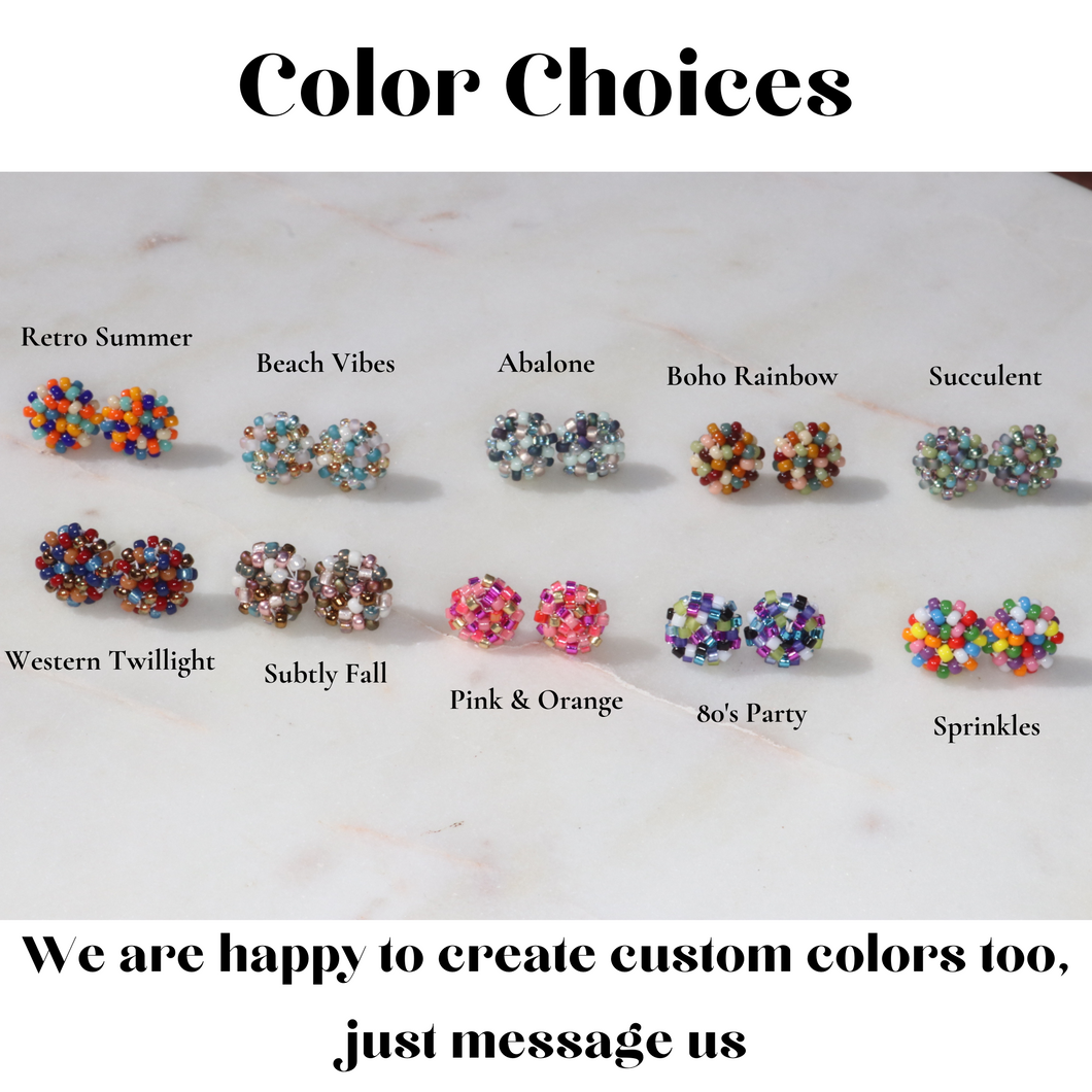 Colorful Beaded Stud Earrings