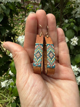 Load image into Gallery viewer, Painted Prairie Leather Beaded Hoop Earrings
