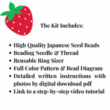 Load image into Gallery viewer, DIY Strawberry Ring Kit – Beaded Jewelry Making Kit with Pattern &amp; Tutorial
