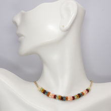 Load image into Gallery viewer, Seed Bead Bar Necklace on Gold Chain
