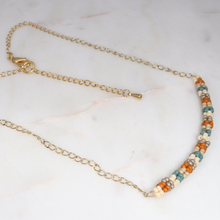 Load image into Gallery viewer, Seed Bead Bar Necklace on Gold Chain
