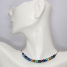 Load image into Gallery viewer, Seed Bead Bar Necklace on Gold Chain
