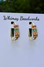 Load image into Gallery viewer, Gilded Twilight Striped Beaded Hoop Earrings | The Twilight Bloom Collection
