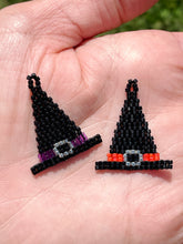 Load image into Gallery viewer, Beaded Witch Hat Earrings for Halloween
