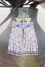 Load image into Gallery viewer, Purple Flower Power Seed Bead Earrings
