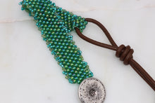 Load image into Gallery viewer, Emerald Green Peyote Beaded  Bracelet

