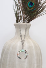 Load image into Gallery viewer, Abalone Crescent Moon Paper Clip Chain Necklace
