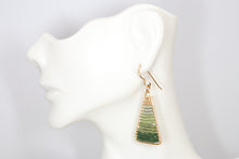 Load image into Gallery viewer, Mattie Green and Gold Triangle Beaded Earrings

