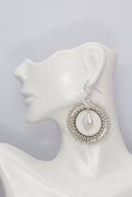 Load image into Gallery viewer, Amanda Pearl and Silver Beaded Hoop Earrings
