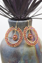 Load image into Gallery viewer, Amina Pearl and Gold Beaded Hoop Earrings
