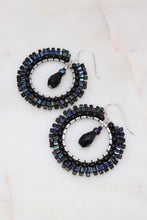 Load image into Gallery viewer, Black Beaded Hoop Earrings
