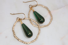 Load image into Gallery viewer, Autumn Splendor Green And Gold Hoop Earrings
