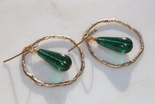 Load image into Gallery viewer, Autumn Splendor Green And Gold Hoop Earrings
