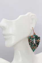 Load image into Gallery viewer, Tara Emerald Green &amp; Copper Beaded Earrings
