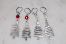 Load image into Gallery viewer, Crystal Beaded Silver Christmas Tree Earrings
