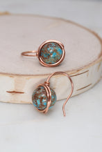 Load image into Gallery viewer, Rustic Copper Wrapped Jasper Gemstone Earrings
