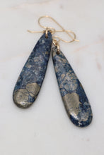 Load image into Gallery viewer, Blue Sea Sediment Teardrop Statement Earrings
