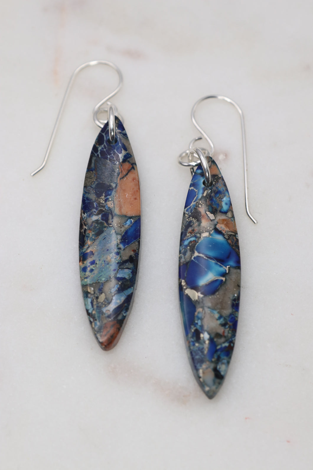 Blue Sea Sediment Teardrop Earrings