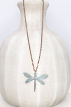 Load image into Gallery viewer, Aqua Blue Long Dragonfly Necklace
