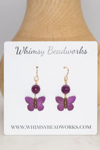 Load image into Gallery viewer, Purple Lepidolite Butterfly Earrings
