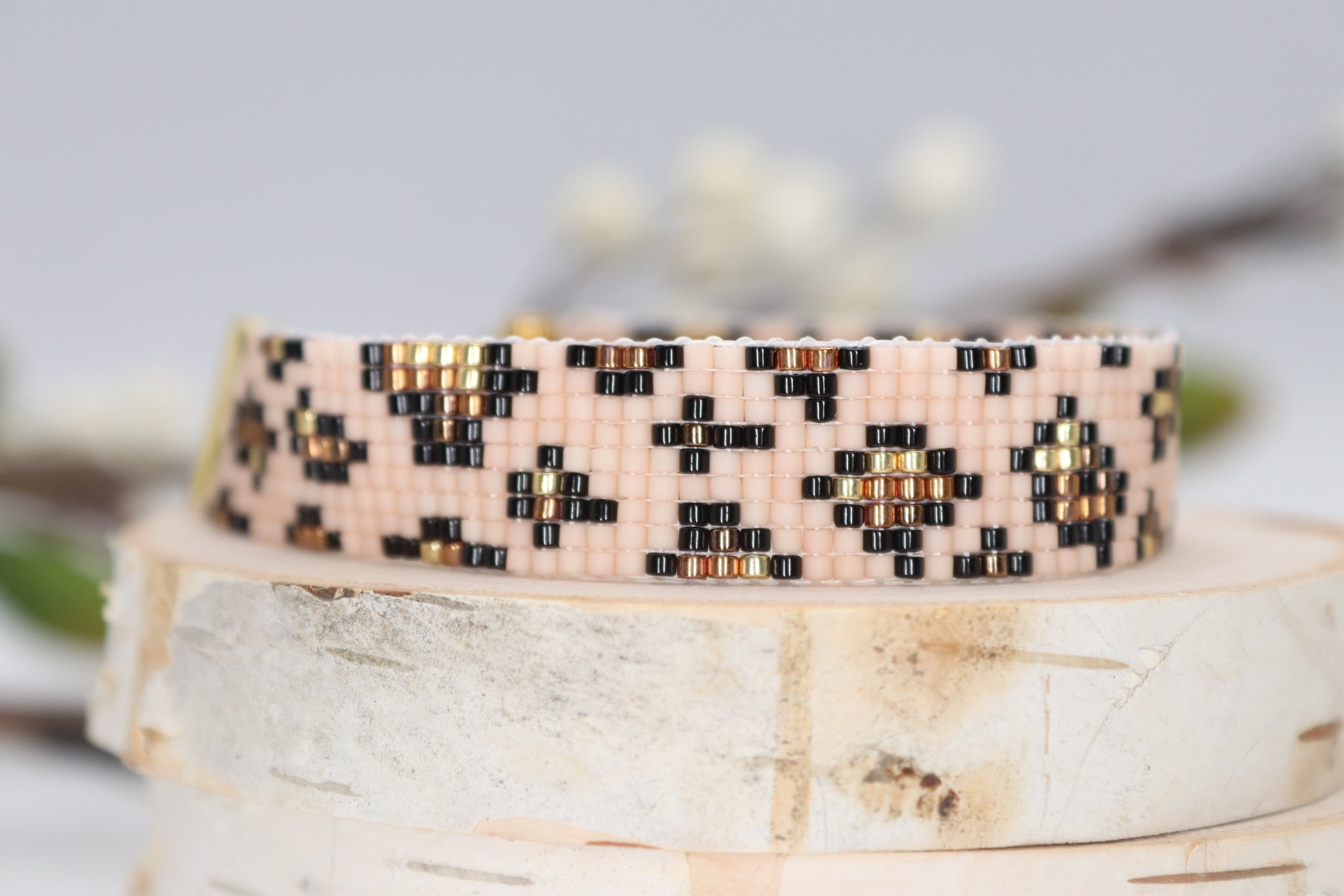 Leopard Print Beaded Bracelet Leopard Print Loom pattern for narrow beaded bracelet  main image 2