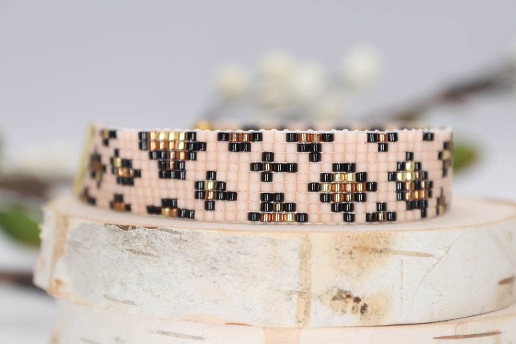 Leopard Print Seed Bead Bracelet