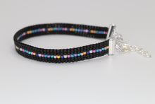 Load image into Gallery viewer, Dainty Black Rainbow Seed Bead Bracelet
