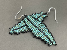 Load image into Gallery viewer, Turquoise Seed Bead Feather Earrings
