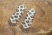 Load image into Gallery viewer, Into the Wild Leopard Seed Bead Fringe Earrings
