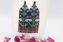 Load image into Gallery viewer, Medium Moody Floral Seed Bead Statement Earrings
