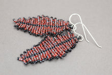 Load image into Gallery viewer, Red Seed Bead Feather Earrings
