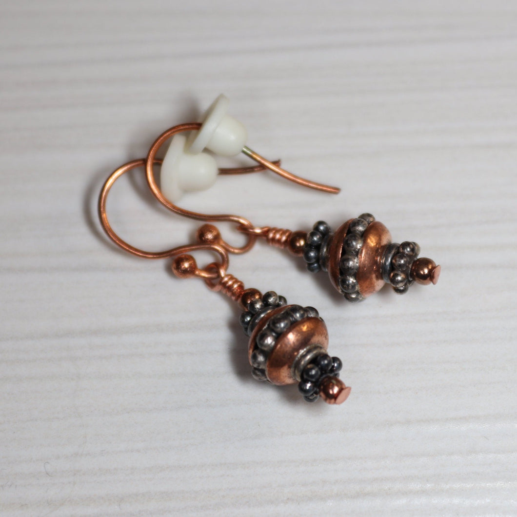 Minimalist Copper Beaded Earrings