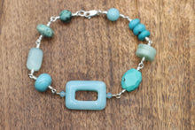 Load image into Gallery viewer, Turquoise &amp; Amazonite Aqua Gemstone &amp; Sterling Silver Bracelet
