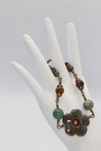 Load image into Gallery viewer, Boho Flower Gemstone &amp; Brass Bracelet
