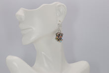 Load image into Gallery viewer, Silver Crystal Cluster Dangle Earrings
