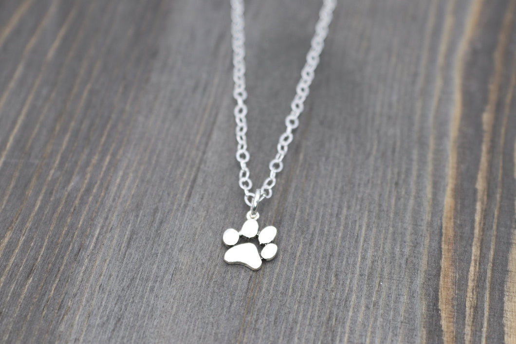 Silver Paw Print Charm Necklace for Dog Lover or Cat Lovers