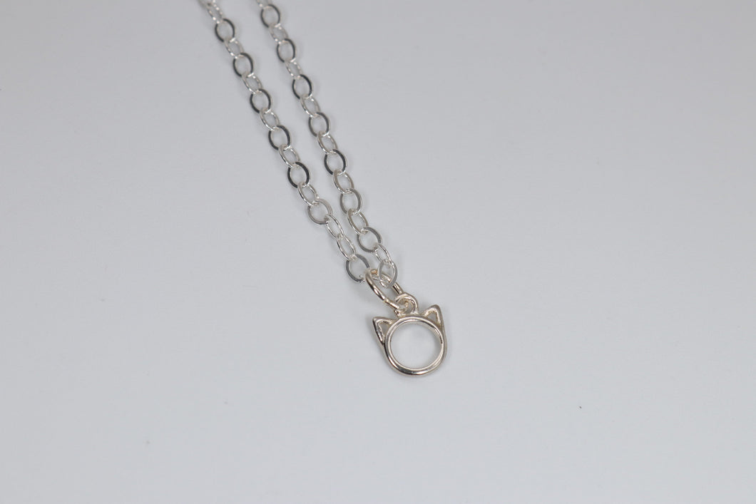 Sterling Silver Cat Charm Necklace