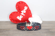 Load image into Gallery viewer, Black &amp; Red Heart Seed Bead Bracelet with Adjustable Closure
