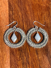 Load image into Gallery viewer, Amanda Pearl and Silver Beaded Hoop Earrings
