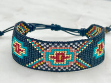 Load image into Gallery viewer, Multicolor Southwestern Cross Adjustable Beaded Cuff Bracelet

